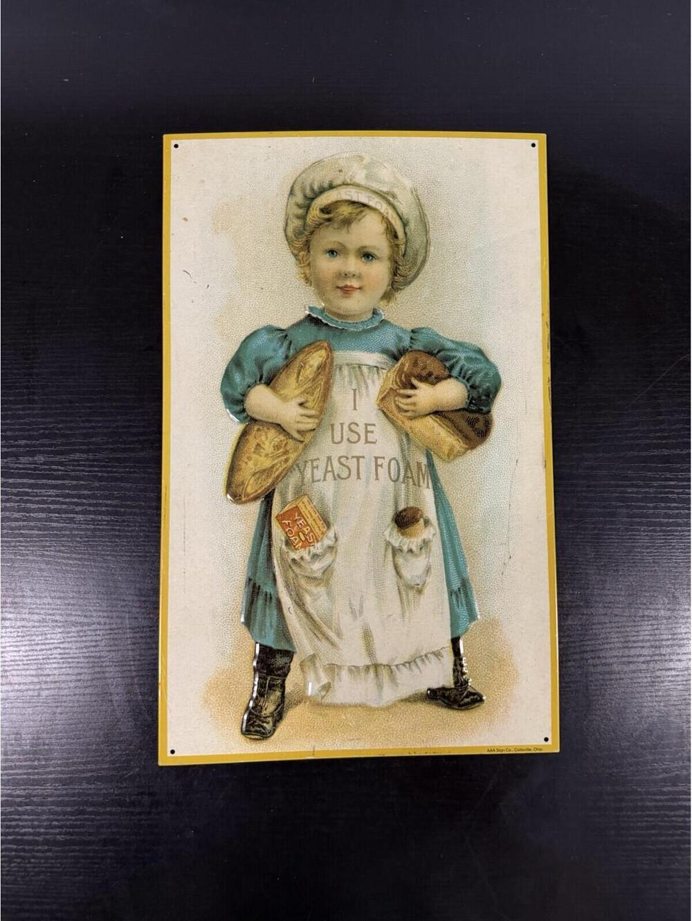 Vintage Style Yeast Foam Advertising Tin Sign Kitchen Baking Decor